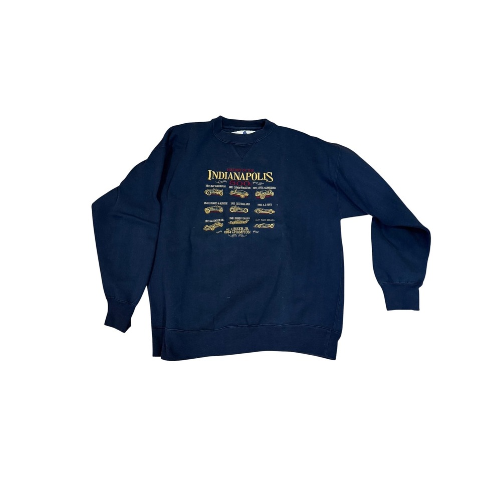 Vtg 94 Midwest Embroidery Indianapolis 500 History Navy Sweatshirt Mens XL Indy